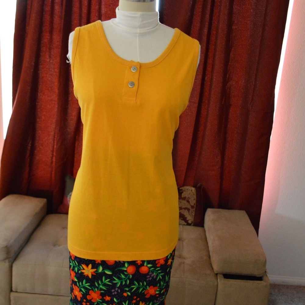 Yellow Cotton Casual Tank